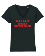 Tara arde Tricou mânecă scurtă guler V Damă Evoker