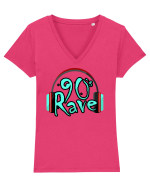 90`s Rave headphones Tricou mânecă scurtă guler V Damă Evoker
