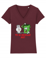 Tu ai reciclat azi? Tricou mânecă scurtă guler V Damă Evoker