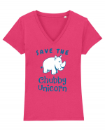 Chubby Unicorn Tricou mânecă scurtă guler V Damă Evoker