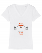 Talk to the Fluff Design Tricou mânecă scurtă guler V Damă Evoker