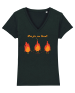 Ma joc cu Focul! Tricou mânecă scurtă guler V Damă Evoker