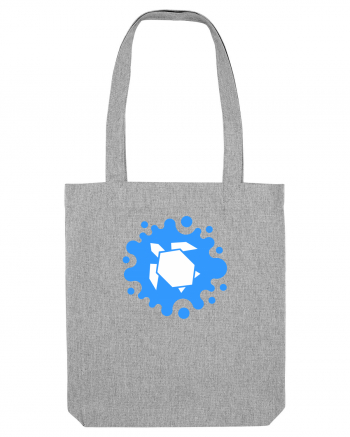 Cute Geometric Origami Turtle on a Blue Splash Heather Grey