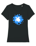 Cute Geometric Origami Turtle on a Blue Splash Tricou mânecă scurtă guler larg fitted Damă Expresser