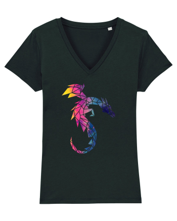 Geometric Fire And Ice Dragon Black