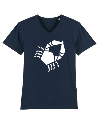Cute Geometric Crab - Origami Style French Navy