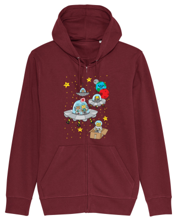 Space Cats Burgundy