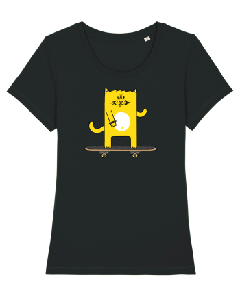 Cat on skateboard Black
