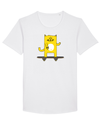 Cat on skateboard White