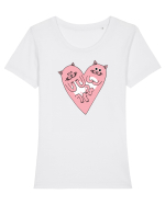 Cat heart Tricou mânecă scurtă guler larg fitted Damă Expresser