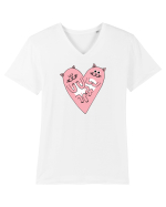 Cat heart Tricou mânecă scurtă guler V Bărbat Presenter