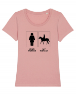 Woman Riding Design Tricou mânecă scurtă guler larg fitted Damă Expresser