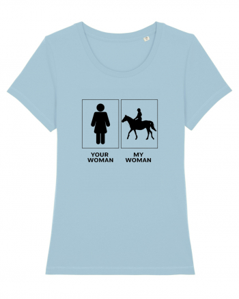 Woman Riding Design Sky Blue