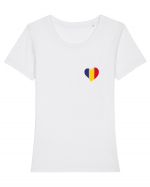 Inima tricolora Romania Tricou mânecă scurtă guler larg fitted Damă Expresser