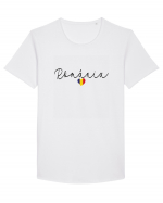 Romania inima tricolora Tricou mânecă scurtă guler larg Bărbat Skater