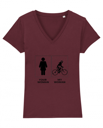 Woman Cycling Design Burgundy