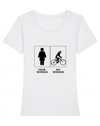 Woman Cycling Design White