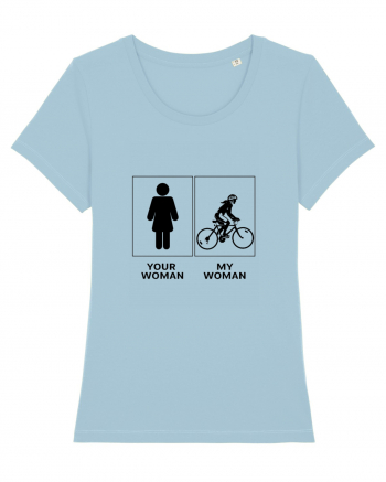 Woman Cycling Design Sky Blue