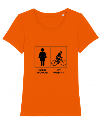 Woman Cycling Design Bright Orange