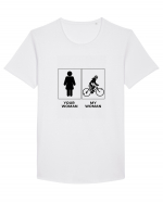 Woman Cycling Design Tricou mânecă scurtă guler larg Bărbat Skater