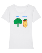 Vegan on social media Tricou mânecă scurtă guler larg fitted Damă Expresser