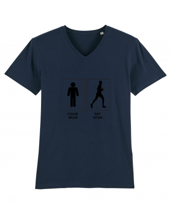 Man Running Design French Navy