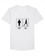 Man Running Design Tricou mânecă scurtă guler larg Bărbat Skater