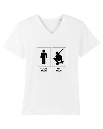 Man Skateboarding Design White