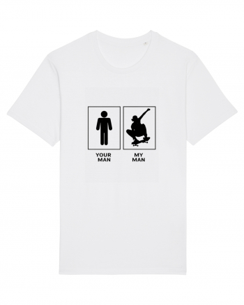 Man Skateboarding Design White