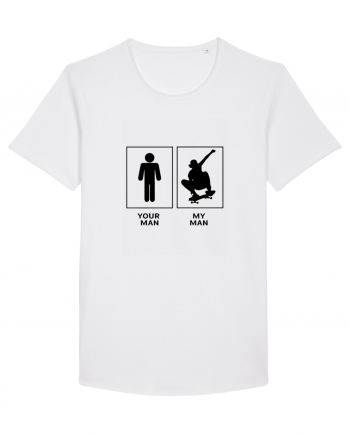 Man Skateboarding Design White