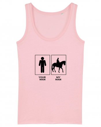 Man Horse Riding Design Cotton Pink