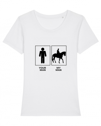 Man Horse Riding Design White