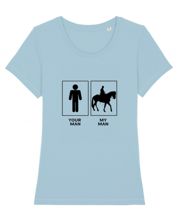 Man Horse Riding Design Sky Blue