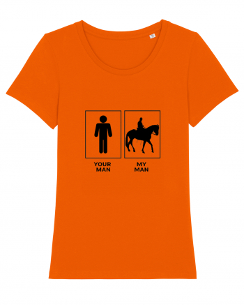 Man Horse Riding Design Bright Orange