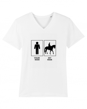 Man Horse Riding Design White