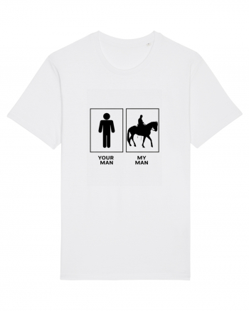 Man Horse Riding Design White