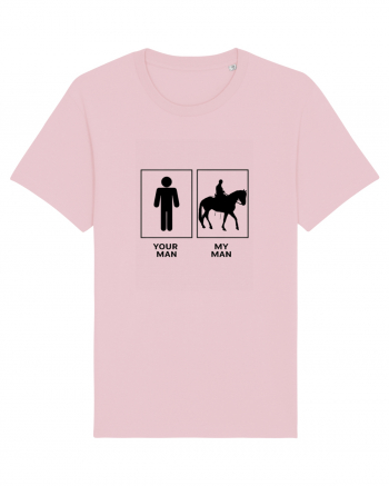 Man Horse Riding Design Cotton Pink