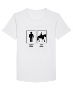 Man Horse Riding Design Tricou mânecă scurtă guler larg Bărbat Skater