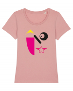 Pink Faces Design Tricou mânecă scurtă guler larg fitted Damă Expresser