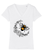 Bee Floral Tricou mânecă scurtă guler V Damă Evoker