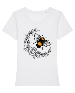 Bee Floral Tricou mânecă scurtă guler larg fitted Damă Expresser
