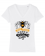 Bee Kind Bee Strong Tricou mânecă scurtă guler V Damă Evoker