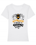 Bee Kind Bee Strong Tricou mânecă scurtă guler larg fitted Damă Expresser