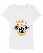 Bee Nice Or Buzz Off Tricou mânecă scurtă guler V Damă Evoker