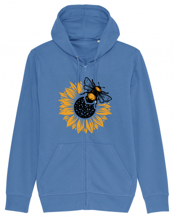 Bee Sunflower Bright Blue