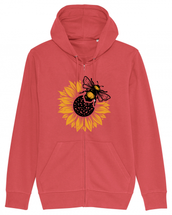 Bee Sunflower Carmine Red