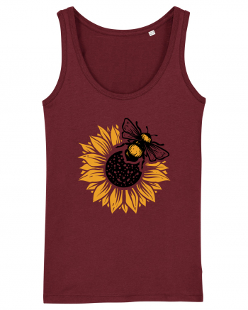 Bee Sunflower Burgundy