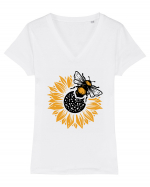 Bee Sunflower Tricou mânecă scurtă guler V Damă Evoker