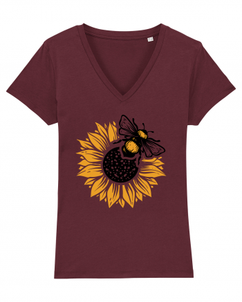 Bee Sunflower Burgundy