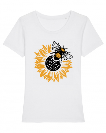 Bee Sunflower White